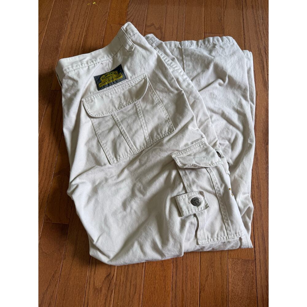 Vintage Streetwear Tan Cargo Men’s Pants Patches Outdoors Y2K